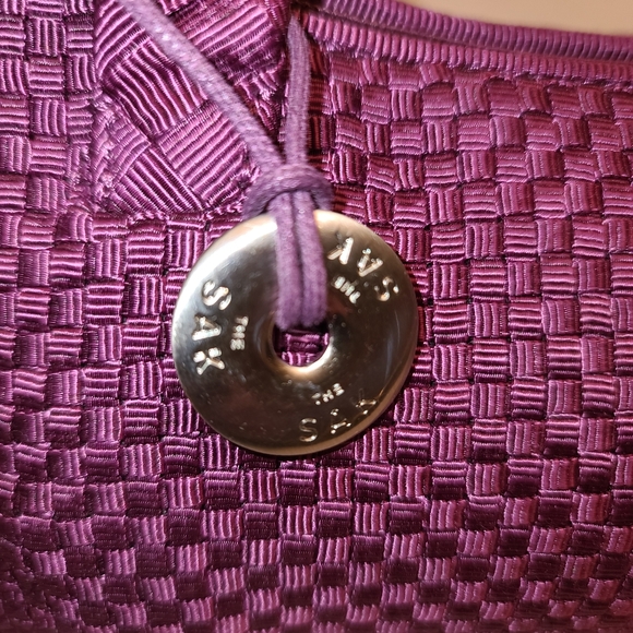The Sak purple crocheted NWOT barrel purse - Picture 2 of 16